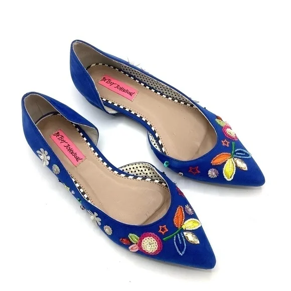 Betsey Johnson  Cypress Blue Beaded‎ Embellished Flats Size 6.5 - Picture 16 of 16